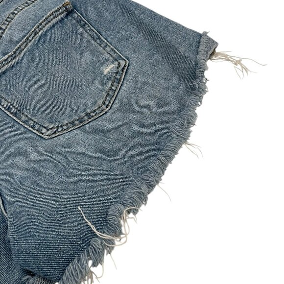 PACSUN Women's Mom Shorts Raw Hem Distressed 100% Cotton Denim Shorts Size 25 - Picture 12 of 13